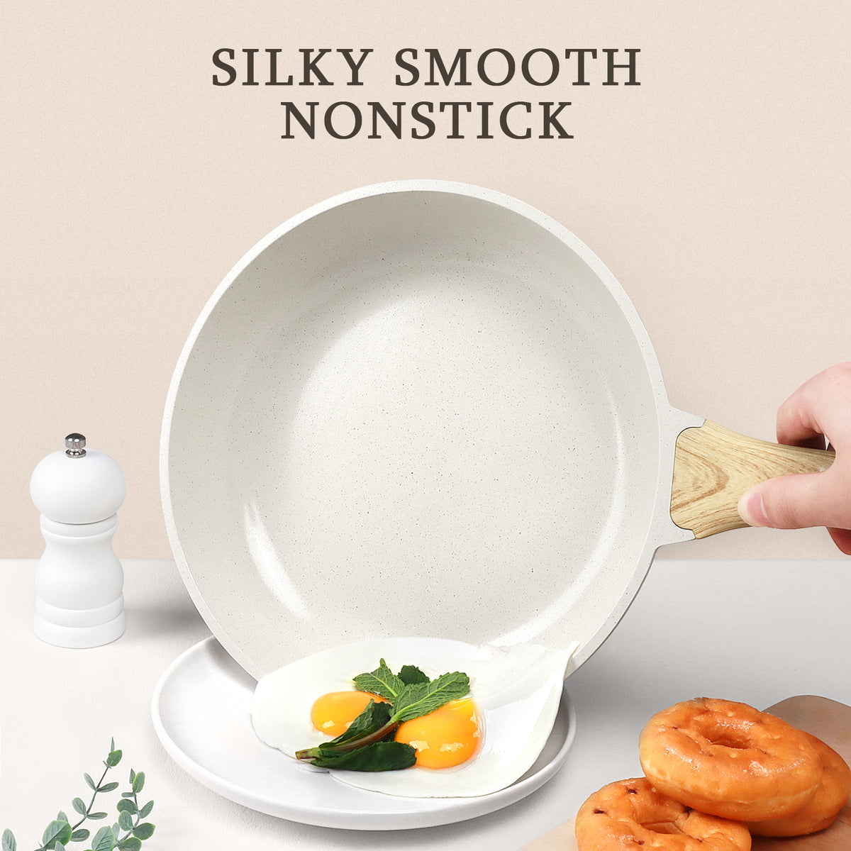 GIPP 3 Pcs Non Stick Frying Pan Set, 9.5”, 10”, 11” Ceramic Cookware with Induction Compatible,Dishwasher Safe,Kitchen Cooking Skillet Pans Set