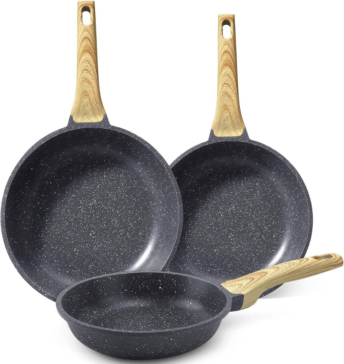 Nonstick Frying Pan Skillet - 8"/9.5"/11" Granite, Heat-Resistant Handle - GiPP Kitchenware