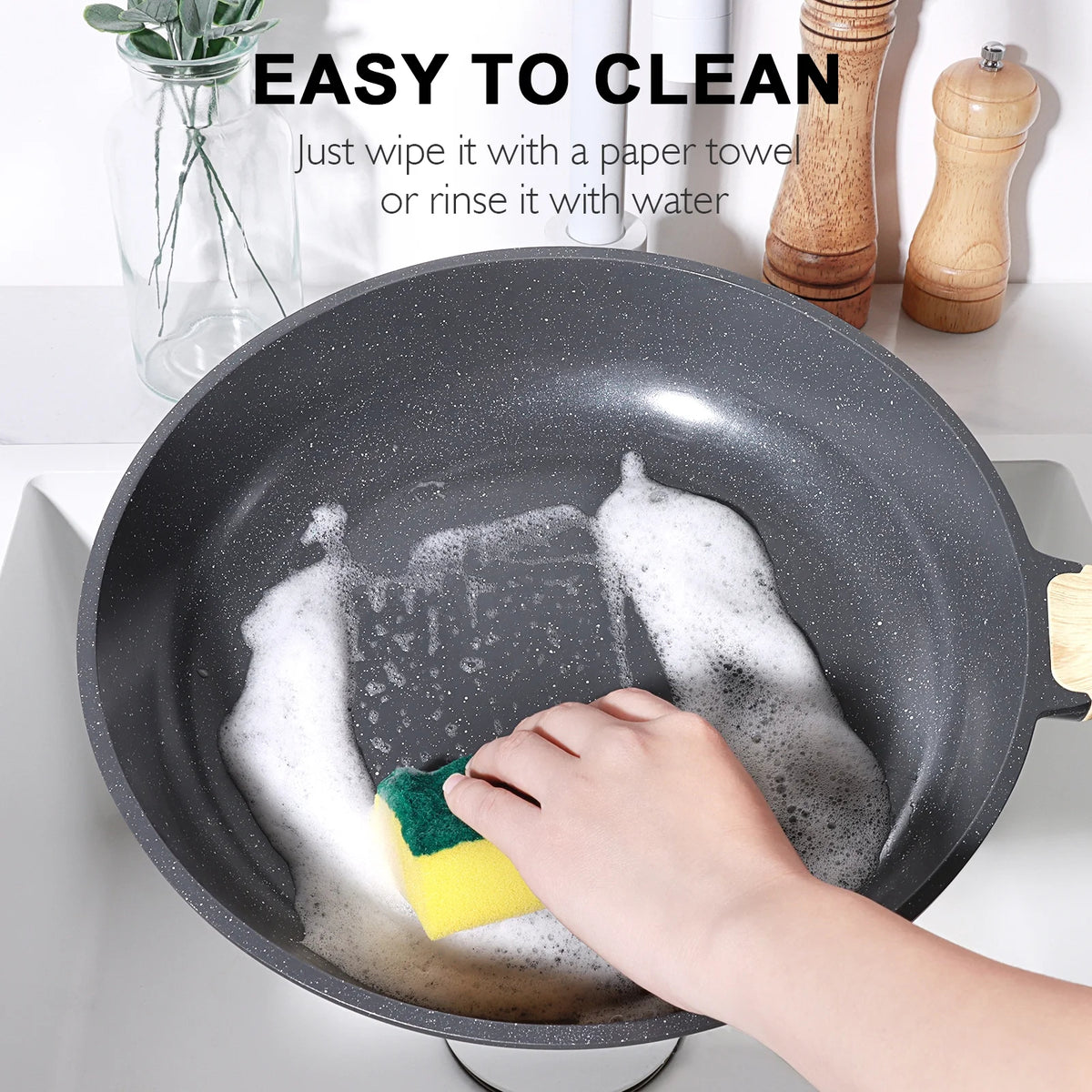 GIPP 10pcs Ceramic Coating Kitchen Cookware Sets,Pots and Pans Set Non stick,Dishwasher Safe Induction Cookware