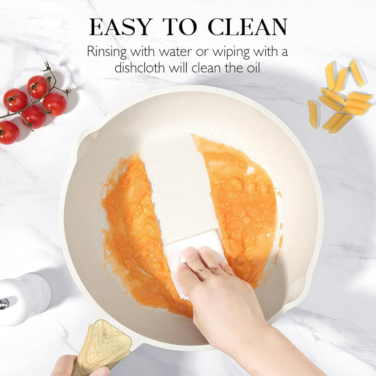 GiPP Nonstick Deep Frying Pan - 11 Inch Saute Pan with Lid Granite Induction Cookware, 4.5Qt Non Stick Woking Pan Skillet, PFOA PFOS APEO Free, Grey - GiPP Kitchenware