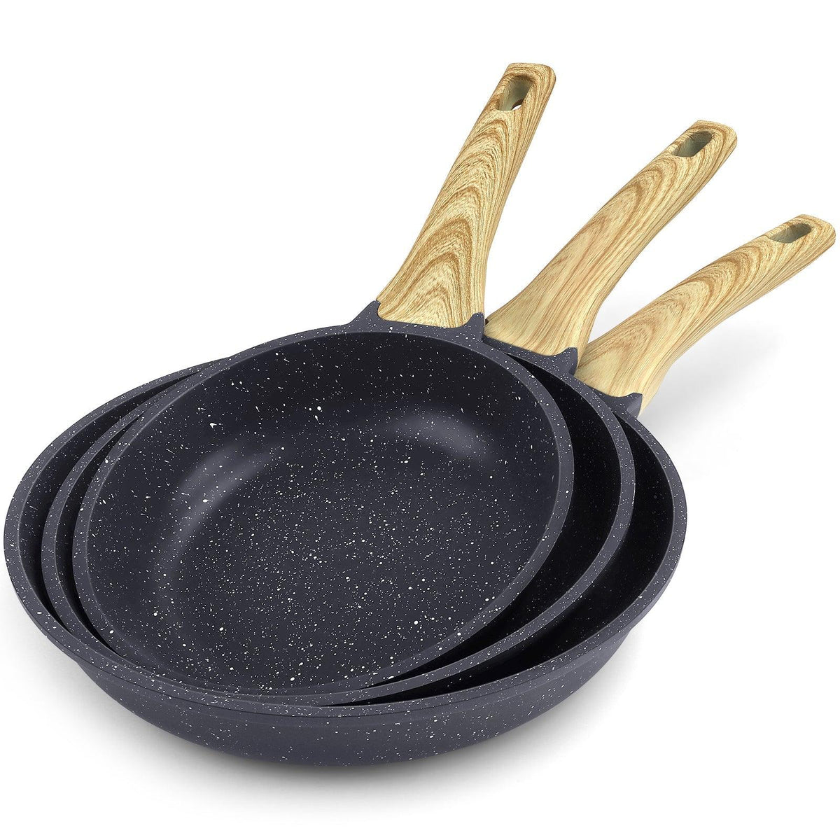GiPP Nonstick Frying Pan Skillet Set- 8"&9.5"&11" Granite Non Stick Pans, Omelette Pan with Heat-Resistant Handle, Compatible with All Stovetops, PFOA Free - GiPP Kitchenware