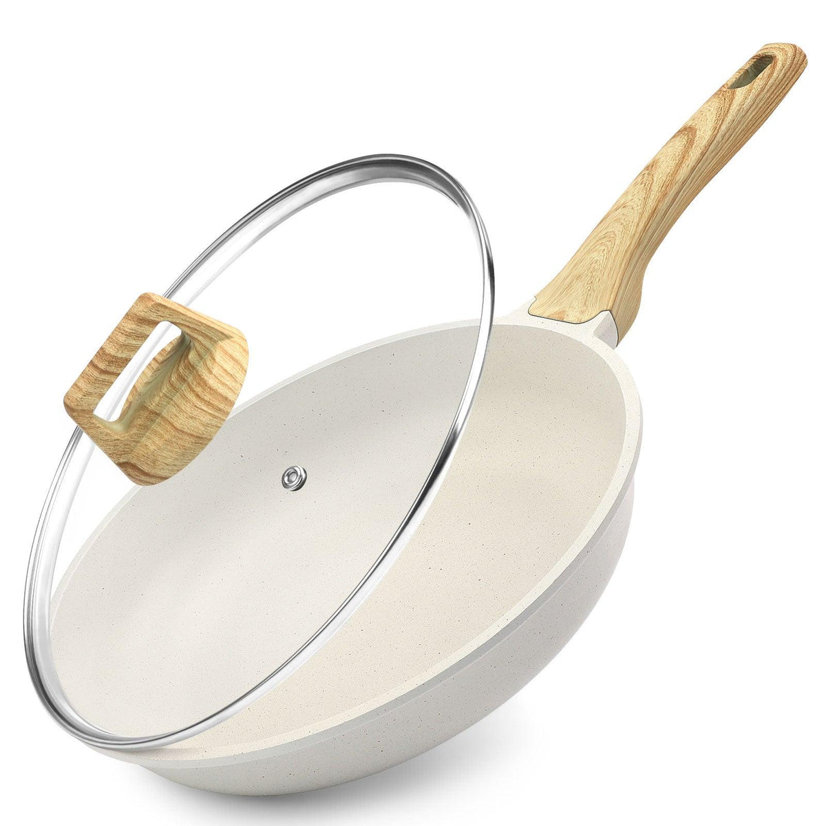 GiPP Nonstick Frying Pan Skillet with Lid- 8"/9.5"/11" Granite Non Stick Pans, Omelette Pan with Heat-Resistant Handle, Compatible with All Stovetops, PFOA Free - GiPP Kitchenware