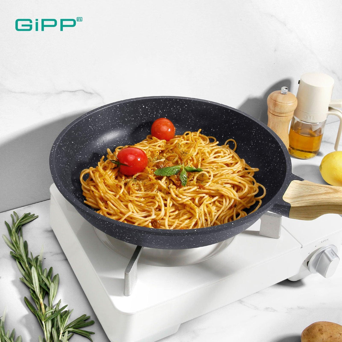 Nonstick Frying Pan Skillet - 8"/9.5"/11" Granite, Heat-Resistant Handle - GiPP Kitchenware