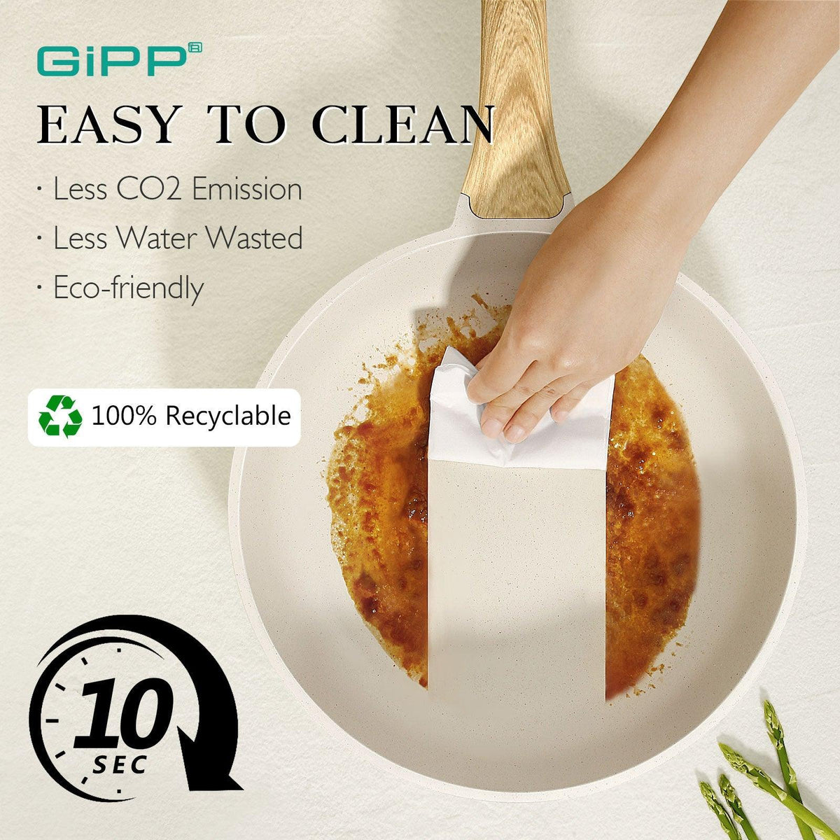 Nonstick Frying Pan Skillet - 8"/9.5"/11" Granite, Heat-Resistant Handle - GiPP Kitchenware